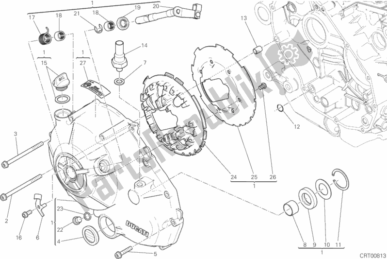 All parts for the Clutch Cover of the Ducati Scrambler Sixty2 Thailand USA 400 2019